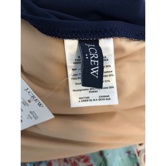 J. Crew Swimsuit V Neck Ruched One Piece Green and Navy Color Block NWT Large - Picture 8 of 11
